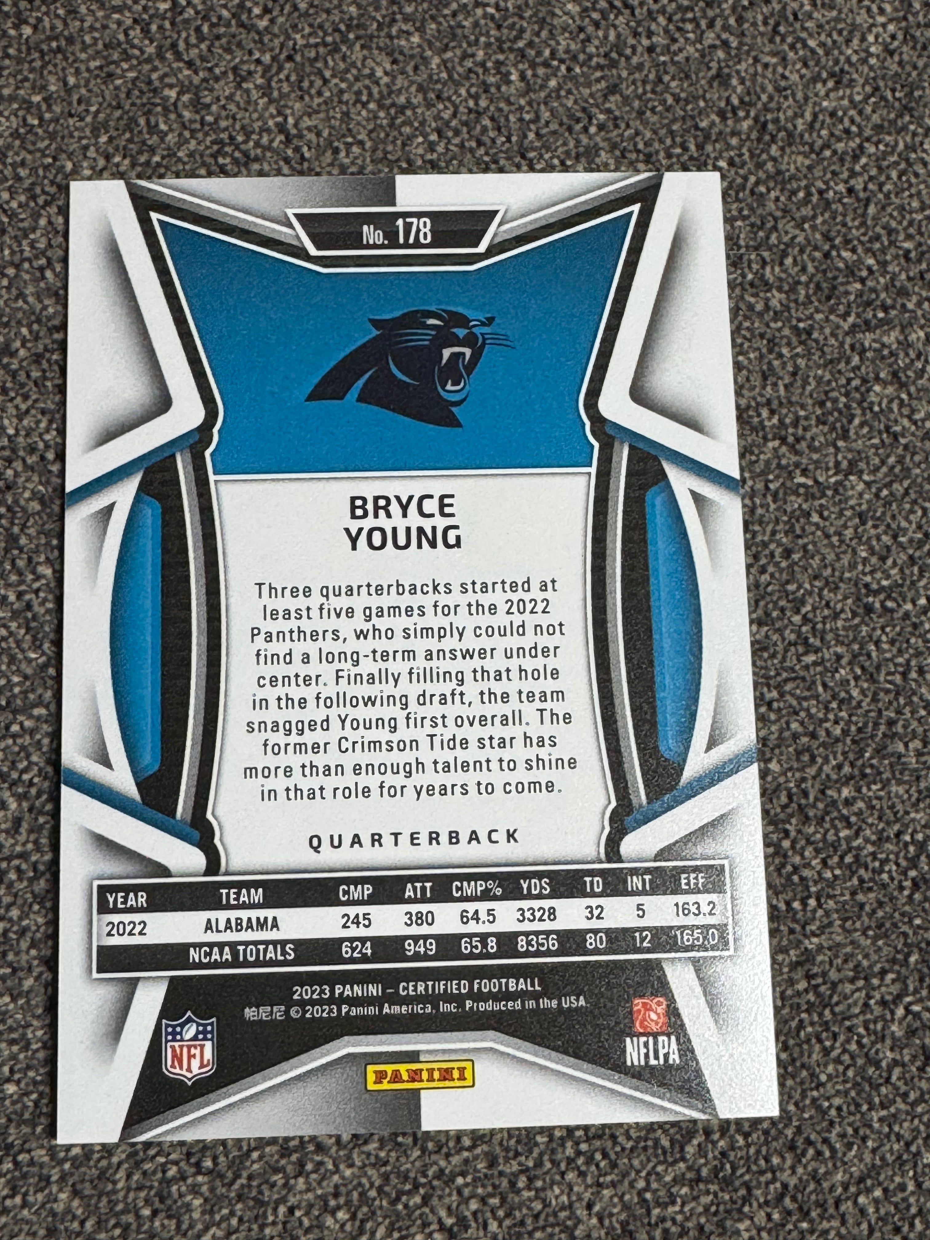 2023 Panini Certified Bryce Young #178 Teal RC 40/50