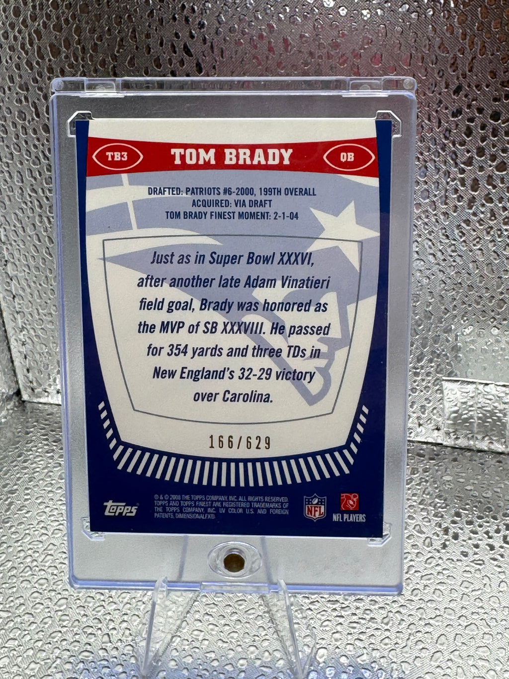 2008 Topps Finest Moments Tom Brady #TB3 166/629
