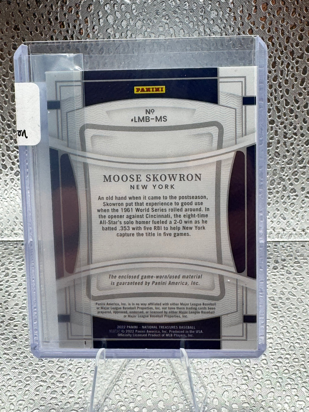 2021 Panini National Treasures Materials Moose Skowron 08/49 Patch