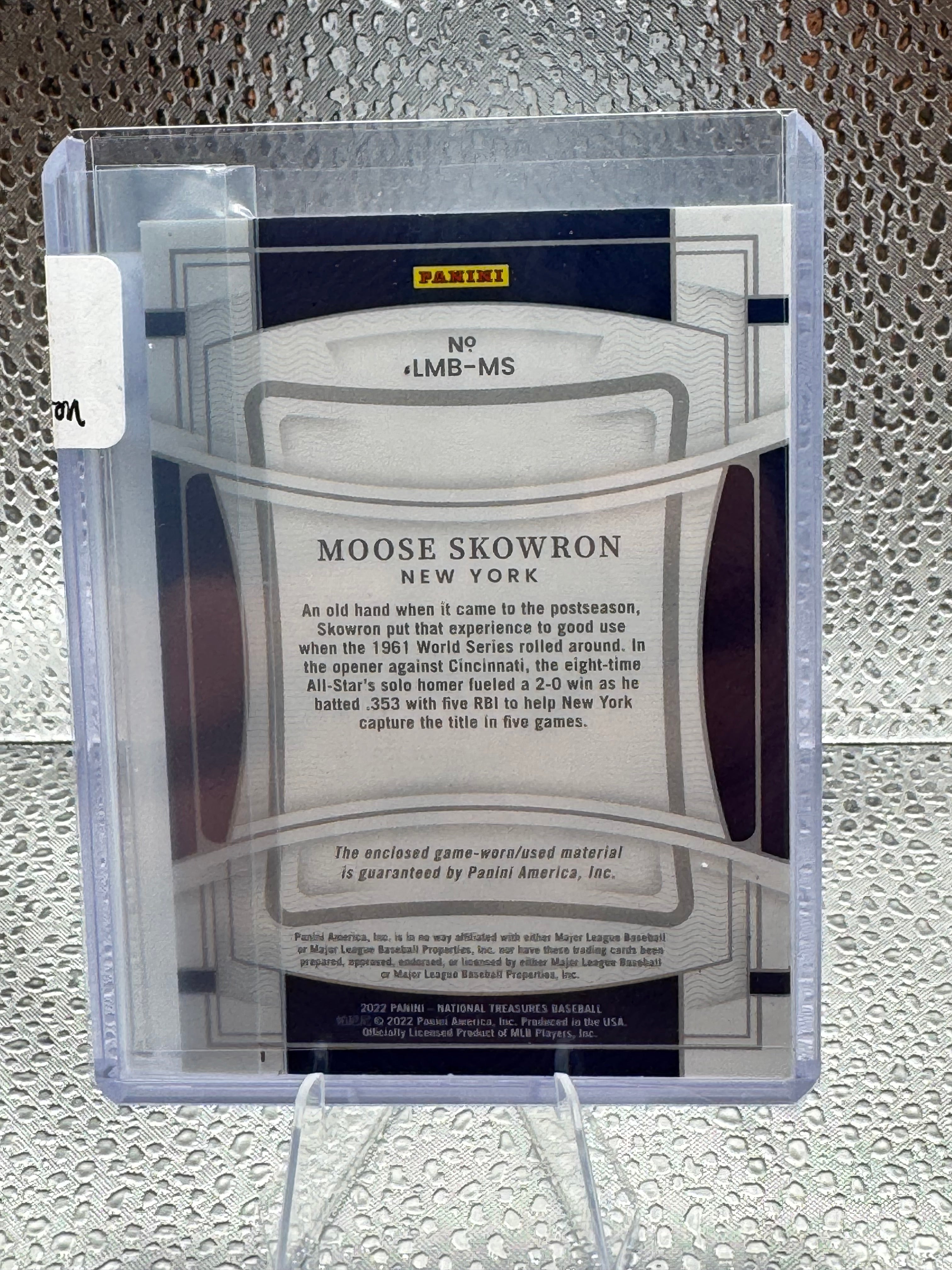 2021 Panini National Treasures Materials Moose Skowron 08/49 Patch