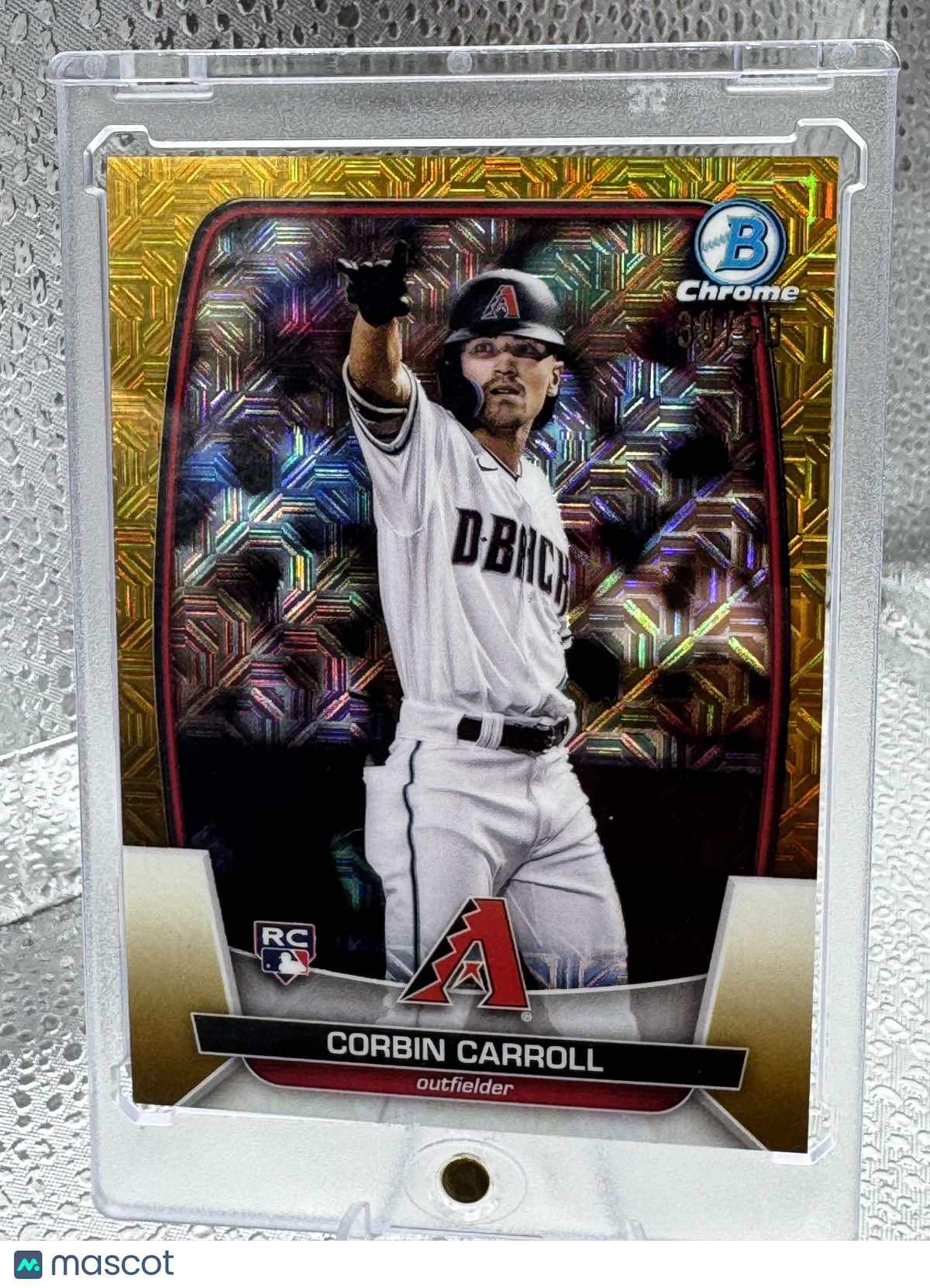 2023 Topps Bowman Chrome Corbin Carroll #73 Gold Lava Refractor RC 39/50