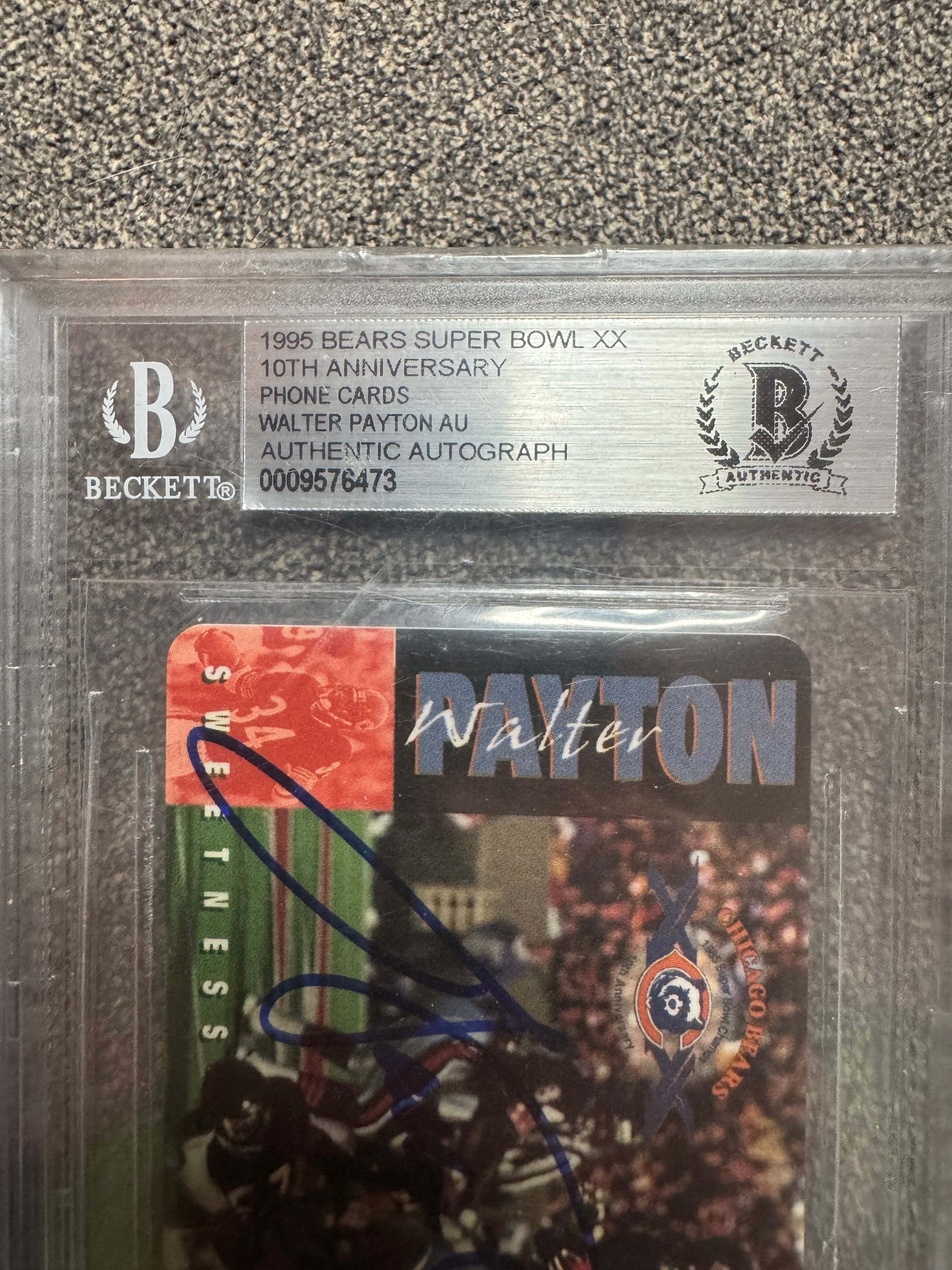 1995 Bears Super Bowl XX 10th Anniversary Phone Cards Walter Payton BGS