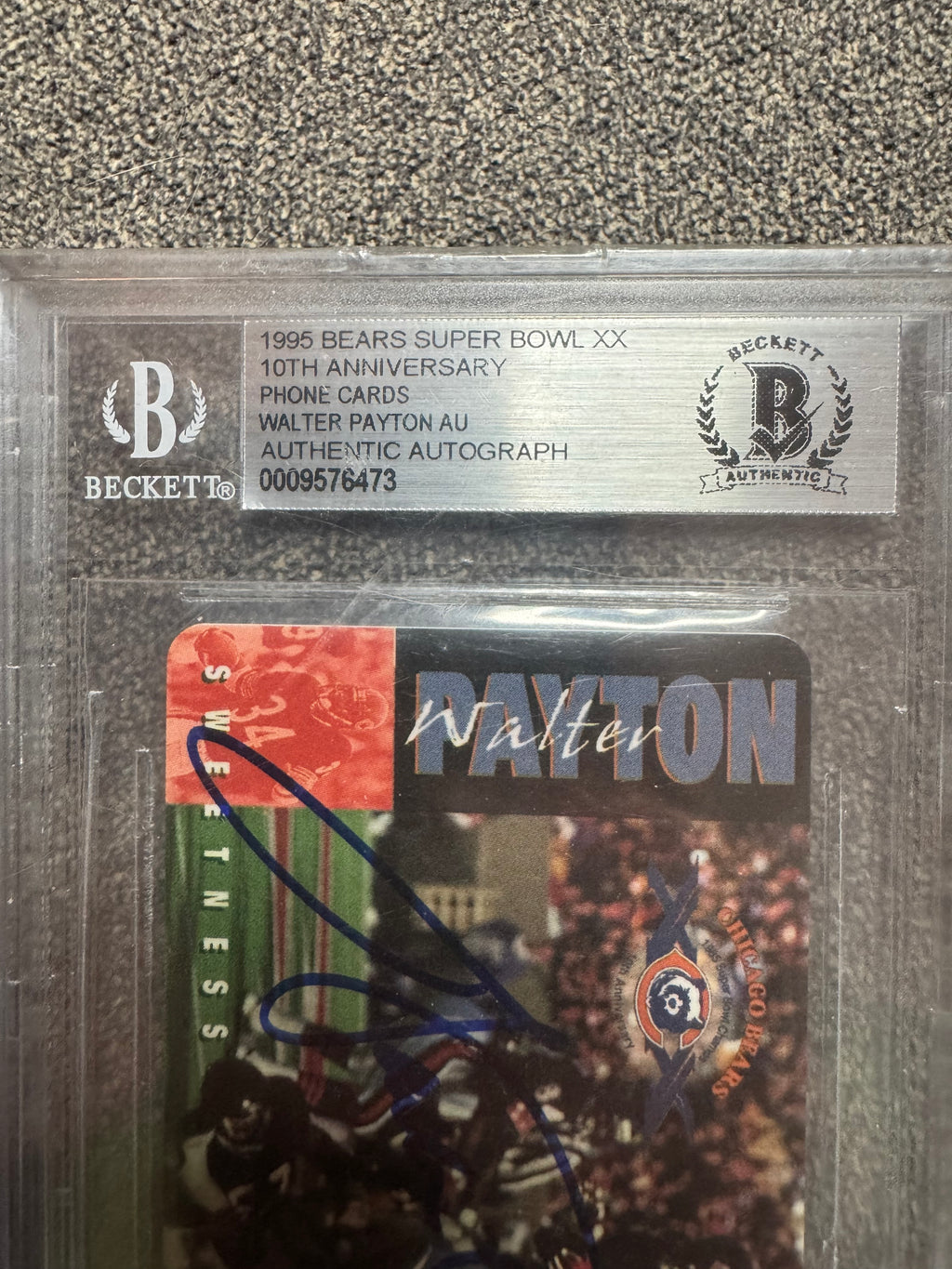 1995 Bears Super Bowl XX 10th Anniversary Phone Cards Walter Payton #NNO BGS