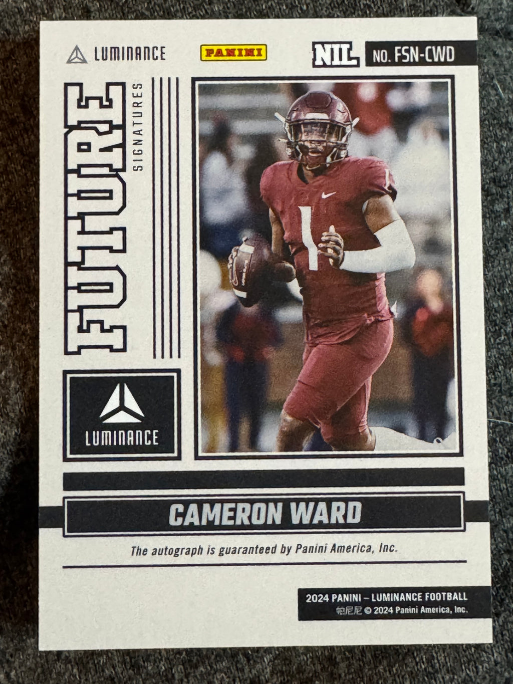 2024 Panini Luminance Cameron Ward #FSN-CWD