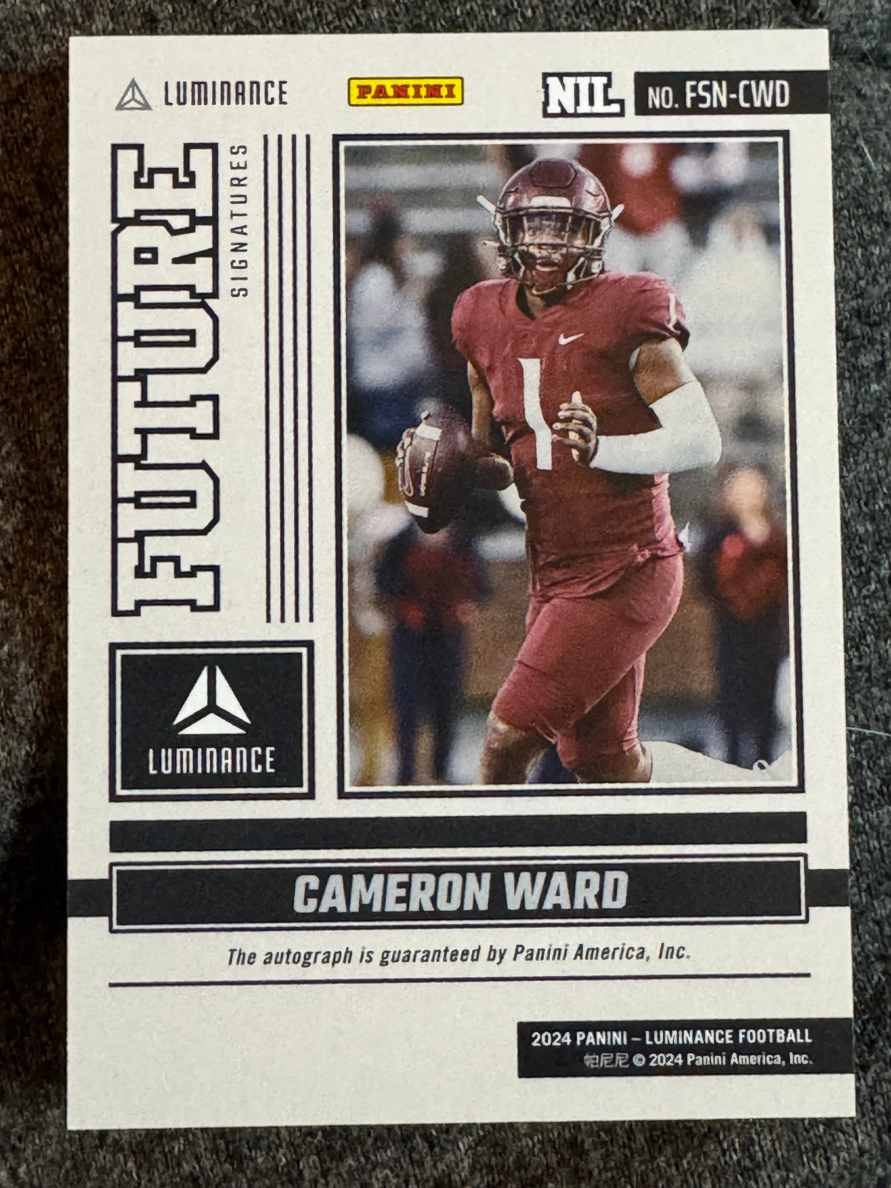 2024 Panini Luminance Cameron Ward #FSN-CWD
