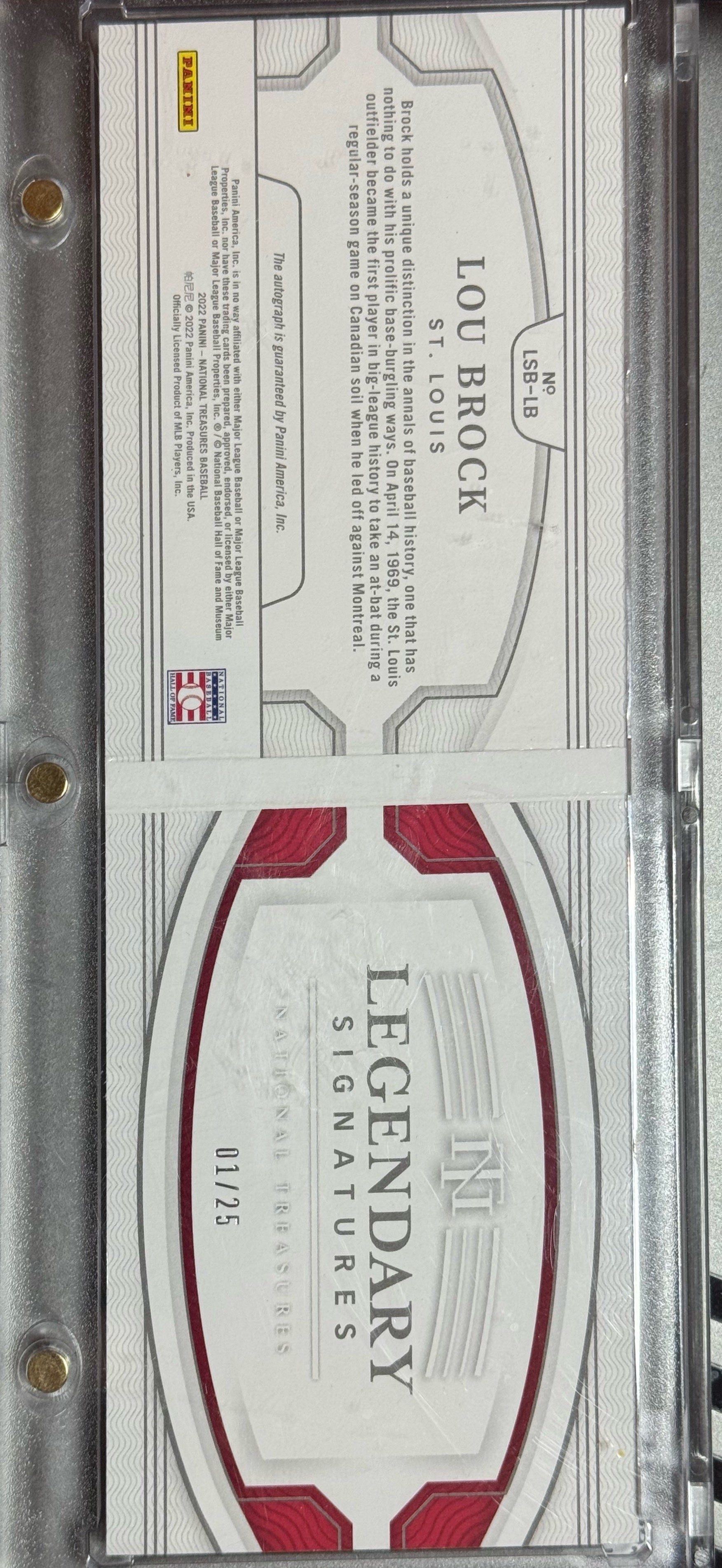 2022 Panini National Treasures Legendary Signatures Lou Brock 1/25