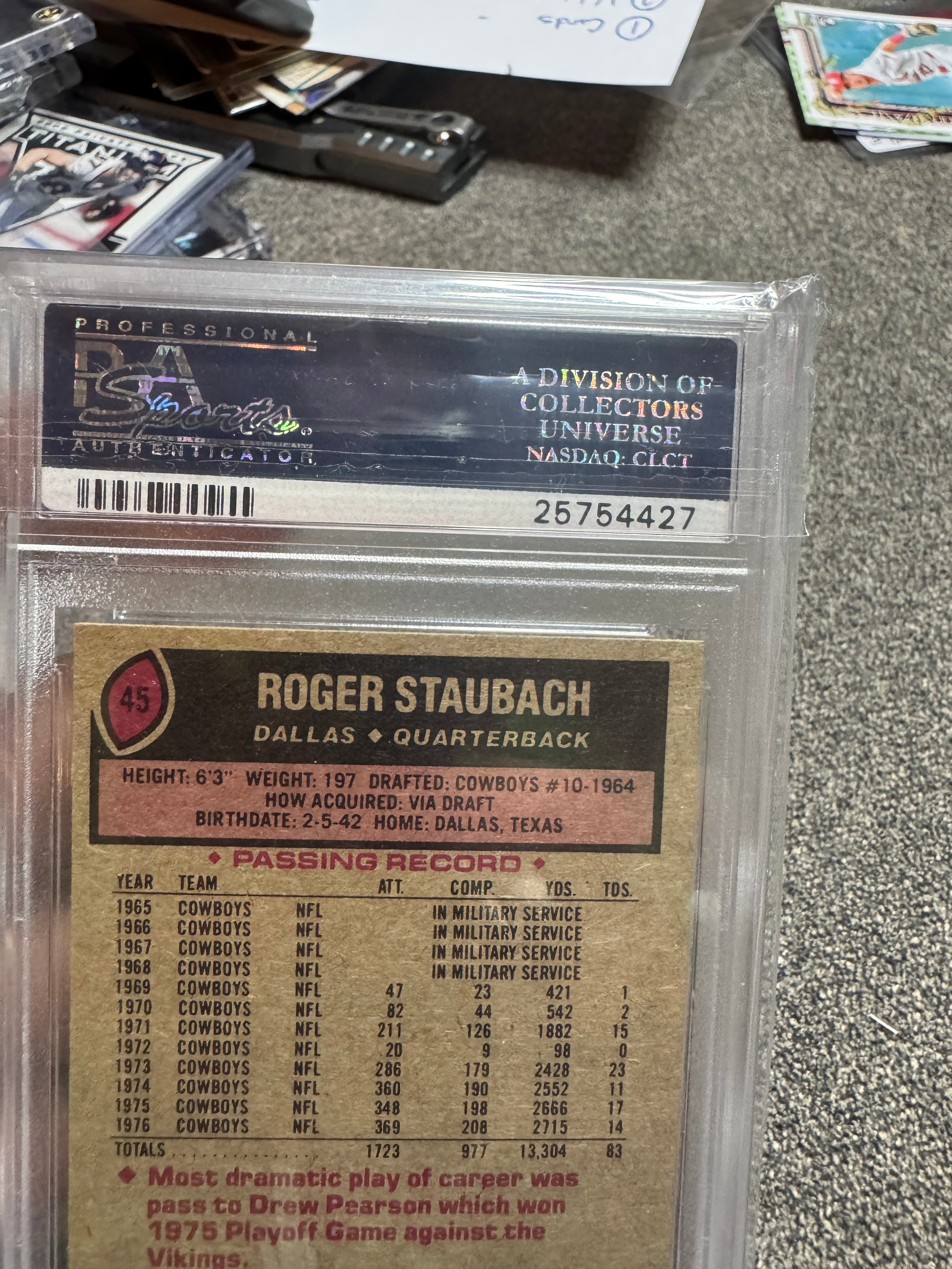 1977 Topps Roger Staubach #45 PSA 8