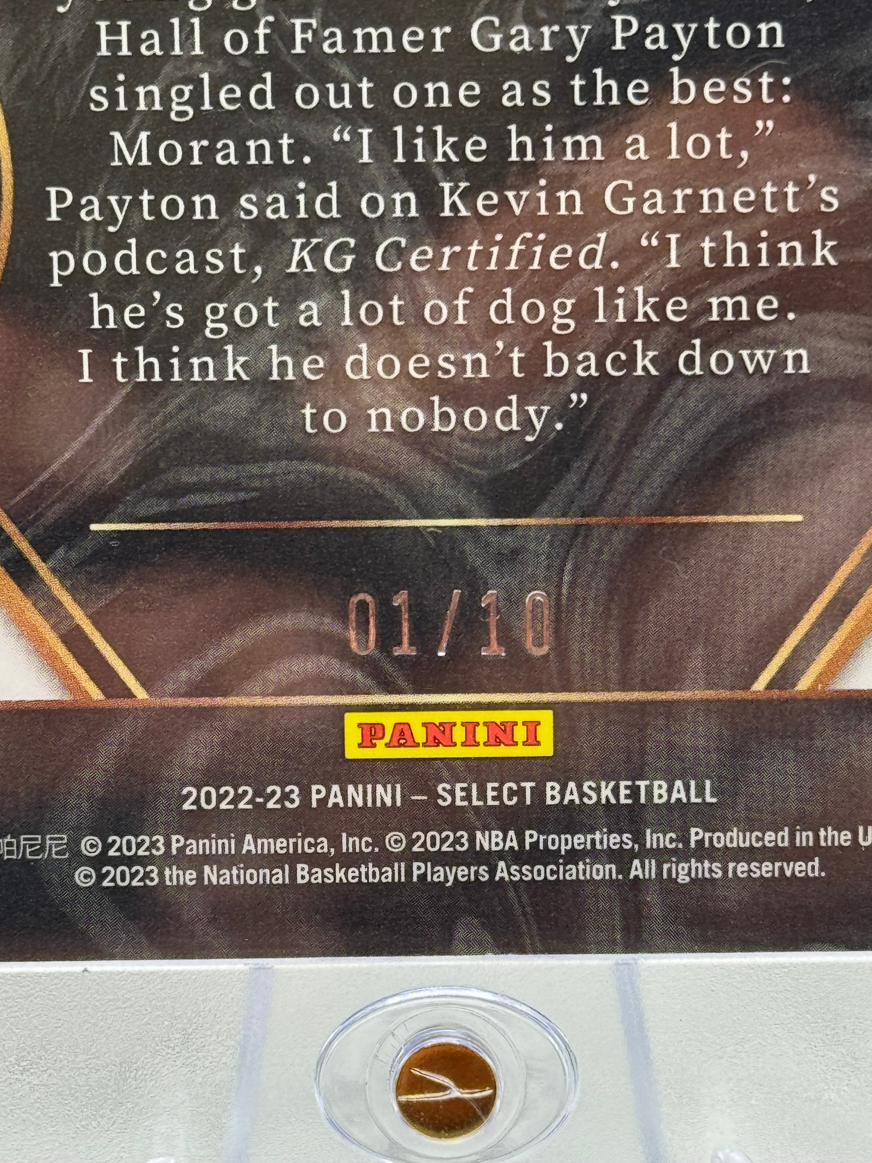 2023 2022-23 Panini Select Ja Morant #158 Prizm 01/10