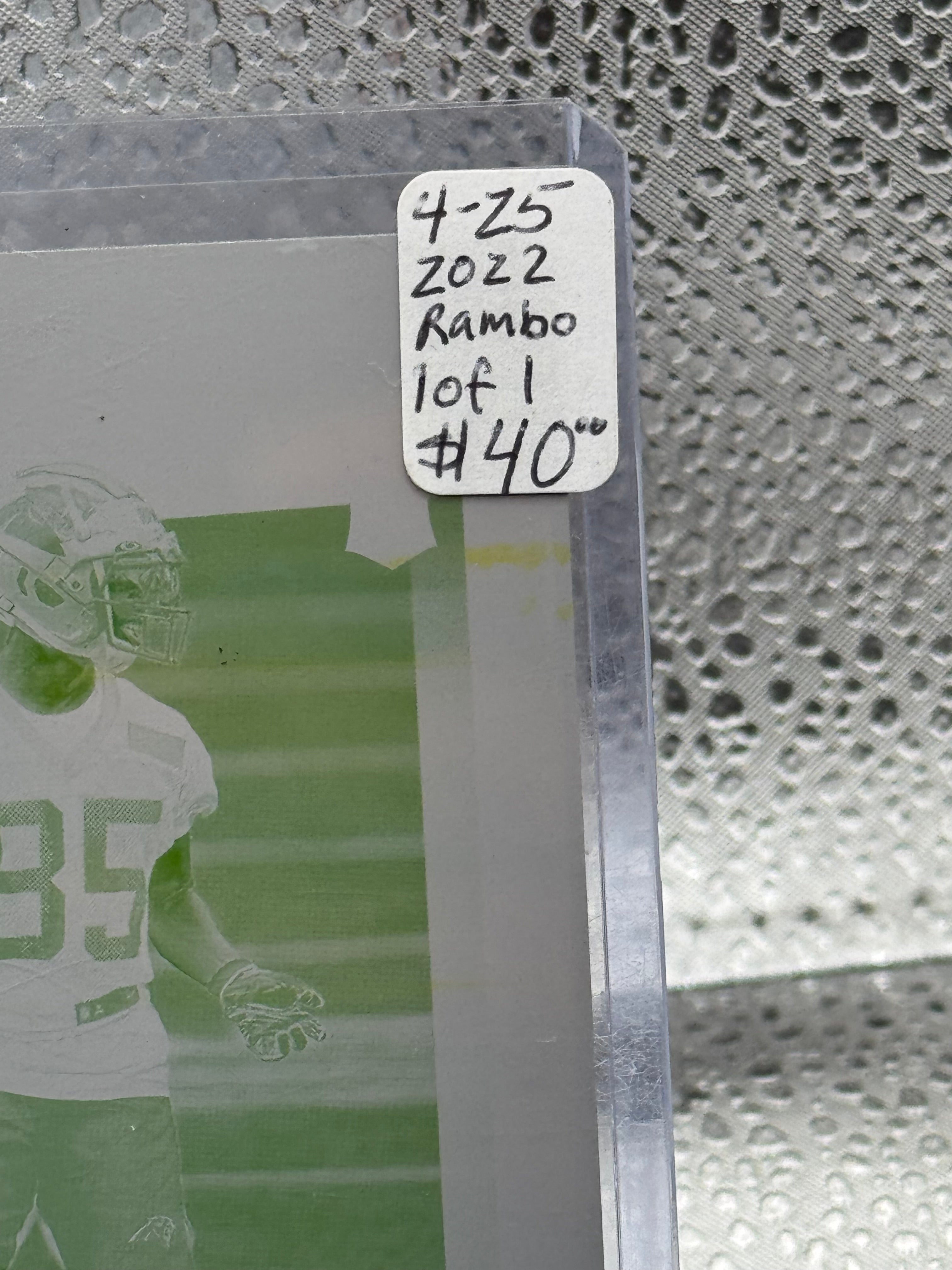 2022 Panini Score Football Charleston Rambo #398 Printing Plate 1 of 1