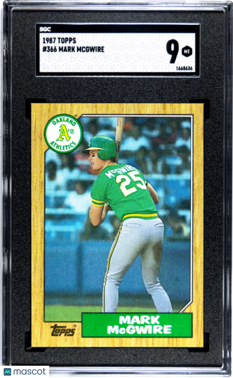 1987 Topps Mark Mcgwire #366 SGC 9